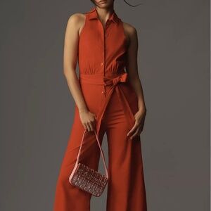 Anthropologie Maeve Cropped Halter Jumpsuit